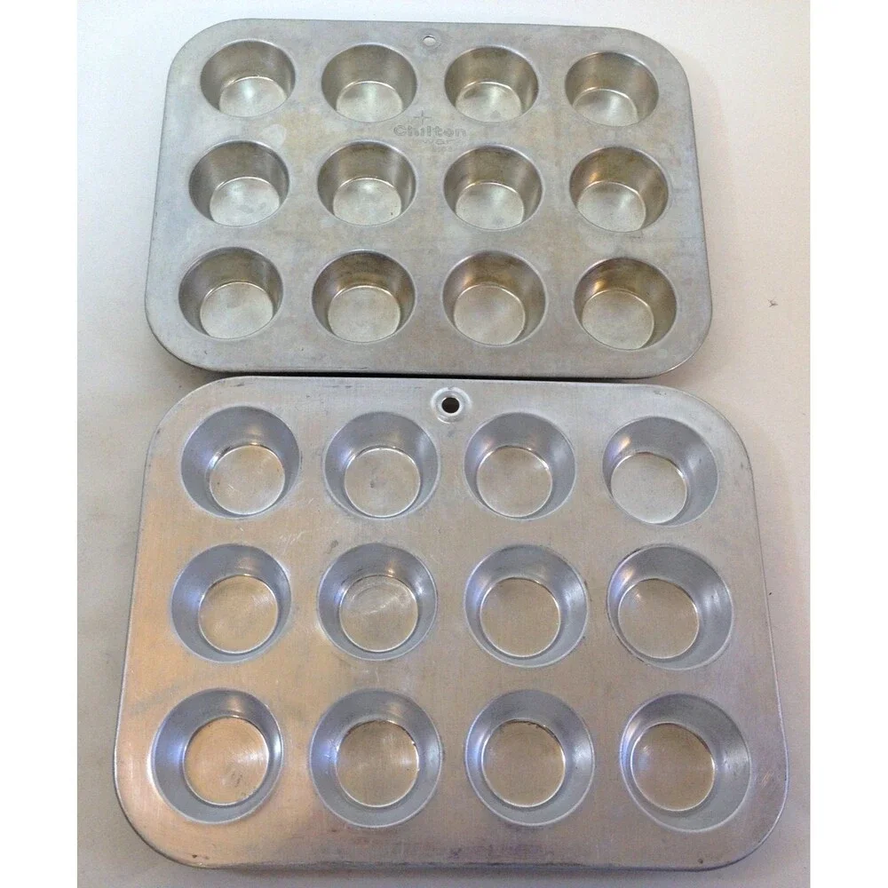 Vintage Chilton Ware Mini Muffin Pans Aluminum Cupcake 12 Holes 2